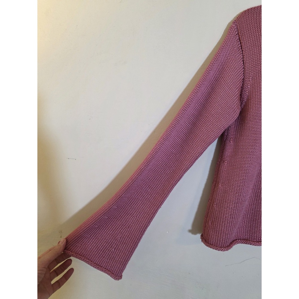 Little Moon Size Medium Pink Viscose Blend Pullover Long Flared Sleeve Sweater‎ - Picture 4 of 8